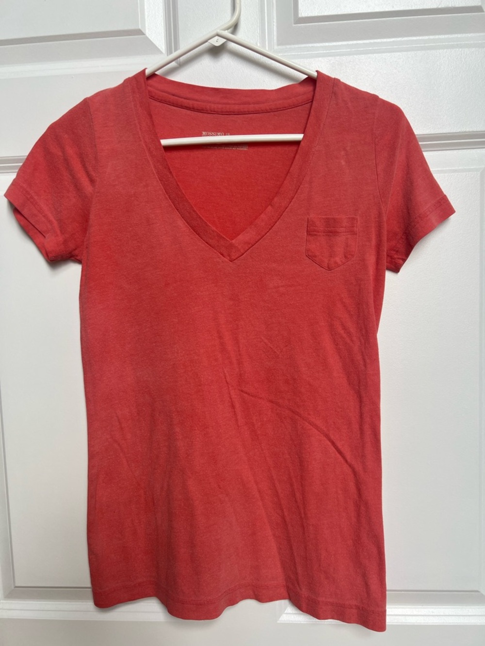 Women's V-Neck Short Sleeve Tee - coral